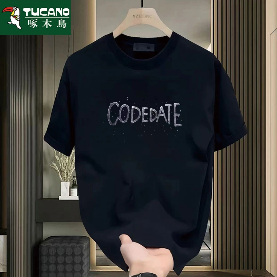 啄木鸟短袖圆领通用夏季T恤男气质短袖ins半袖上衣打底衫网红
