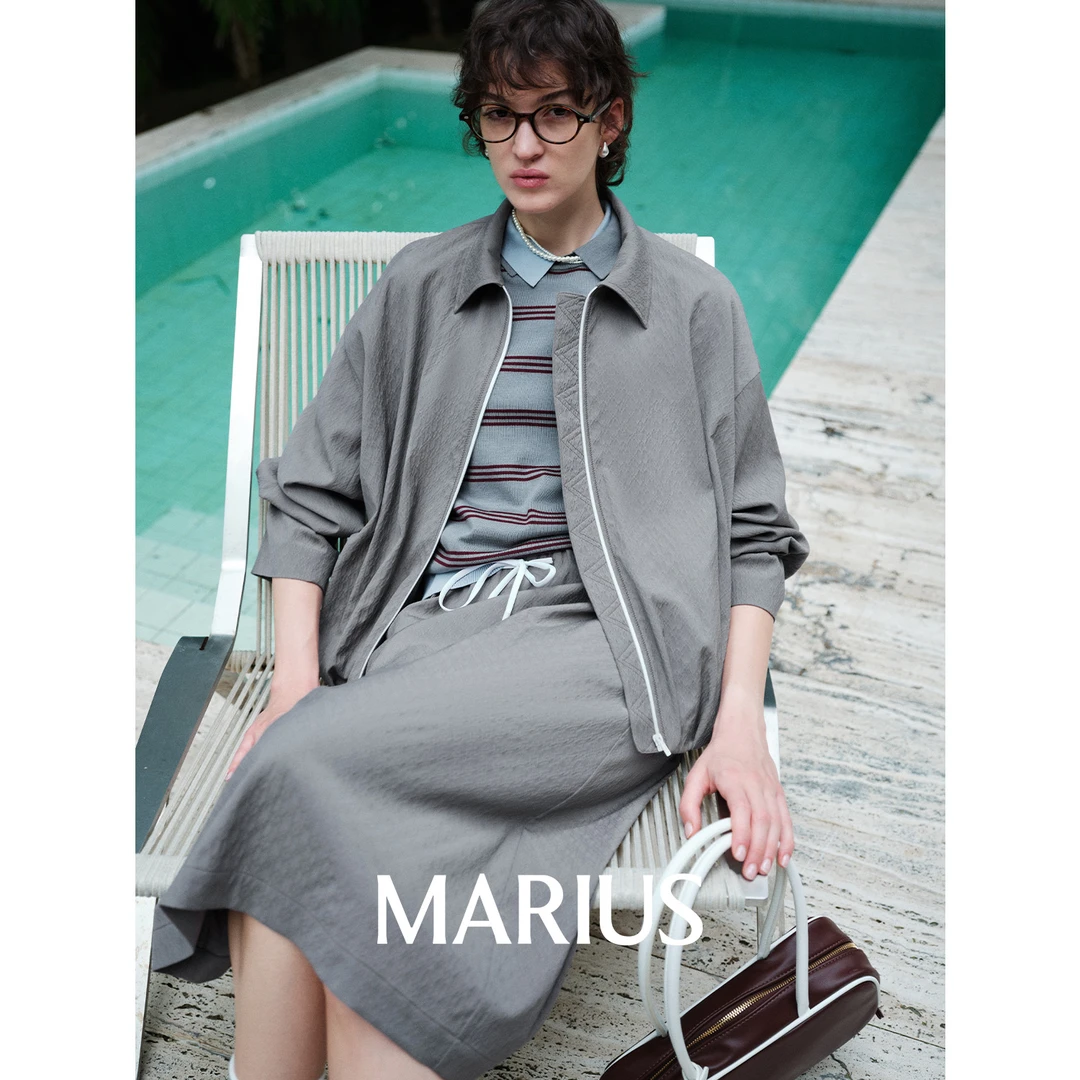 泡泡纱系列丨"泡泡夹克"云感冷咩咩毛落肩夹克外套半裙