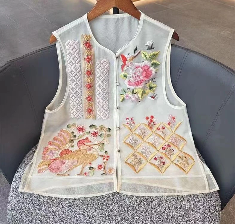 XL381-400款 百搭中国风绣花马甲背心