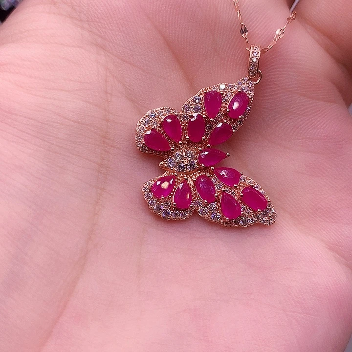 颈饰银S925镶嵌红宝石