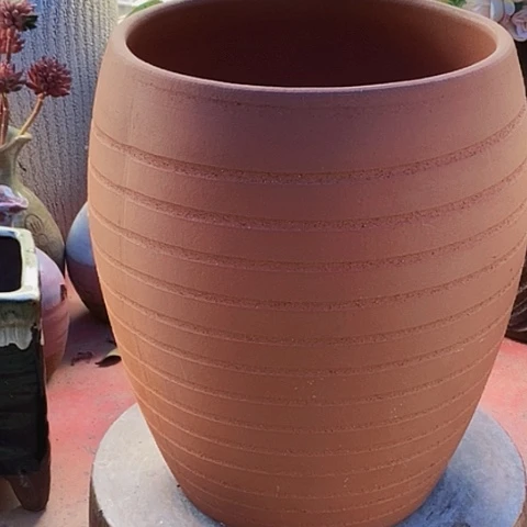 紫砂花盆口21高度27红福利