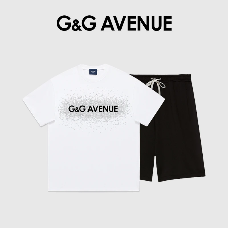 法国G&G AVENUE夏季新款潮牌时尚套装男休闲宽松短袖长裤两件套