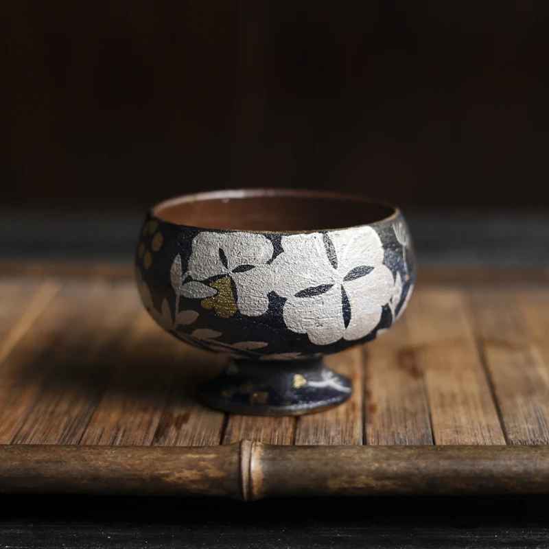 【小田甄陶】黑色四叶草-蕉白轩-茶杯（蕉白S0630）