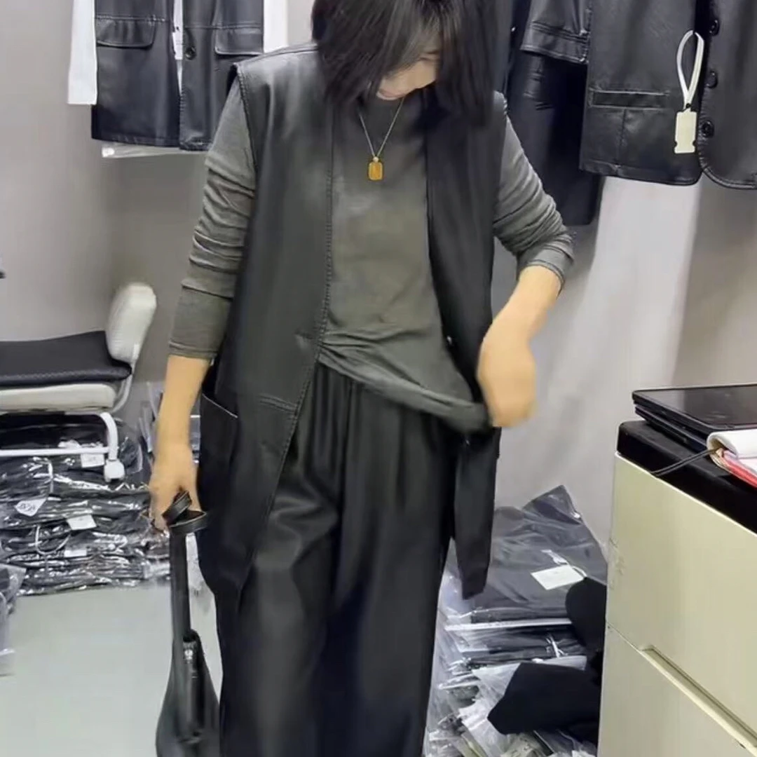 秋季宽松型纯色韩版休闲宽松女士秋季中长款马夹通勤风