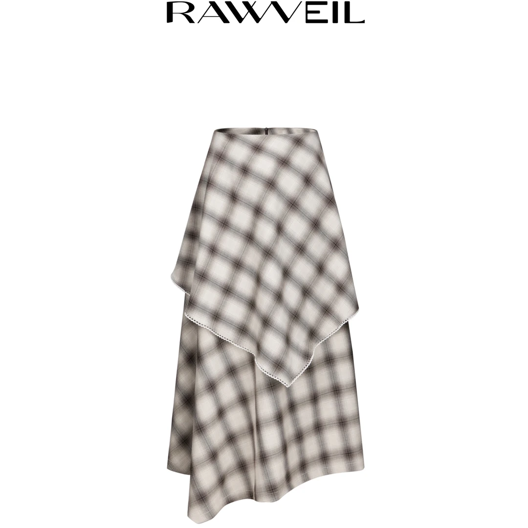 RAWVEIL 「尘雾漫格」织标格纹裙美拉德风通勤休闲风