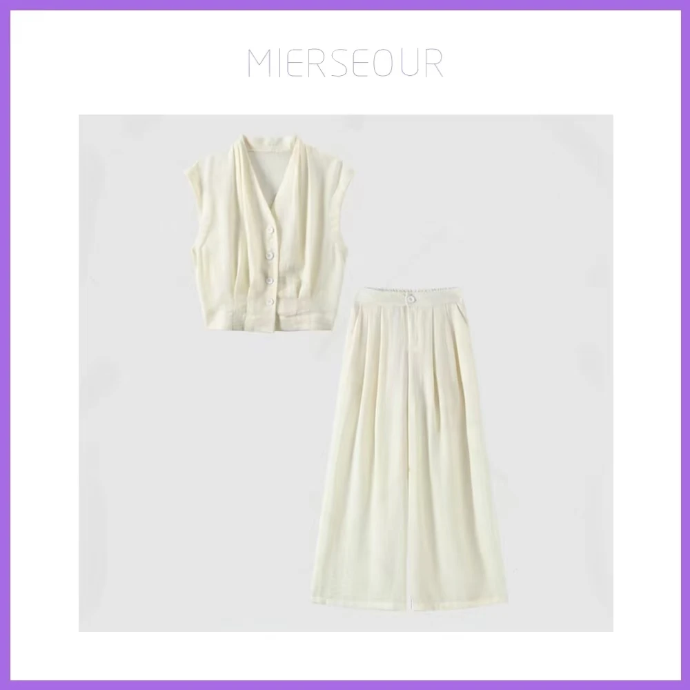 夏装穿搭一整套减龄女夏季新款法式名媛马甲阔腿裤套装两件套2541