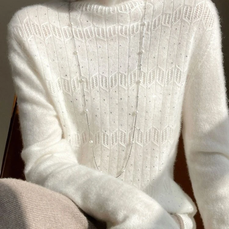 常规常规款纯色针织堆堆领衫洋气时尚打底衫秋冬镂空女士