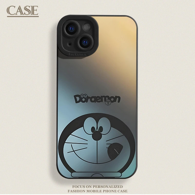 渐变叮当猫适用iPhone16ProMax手机壳15苹果14软13瞳影12磨砂11xs