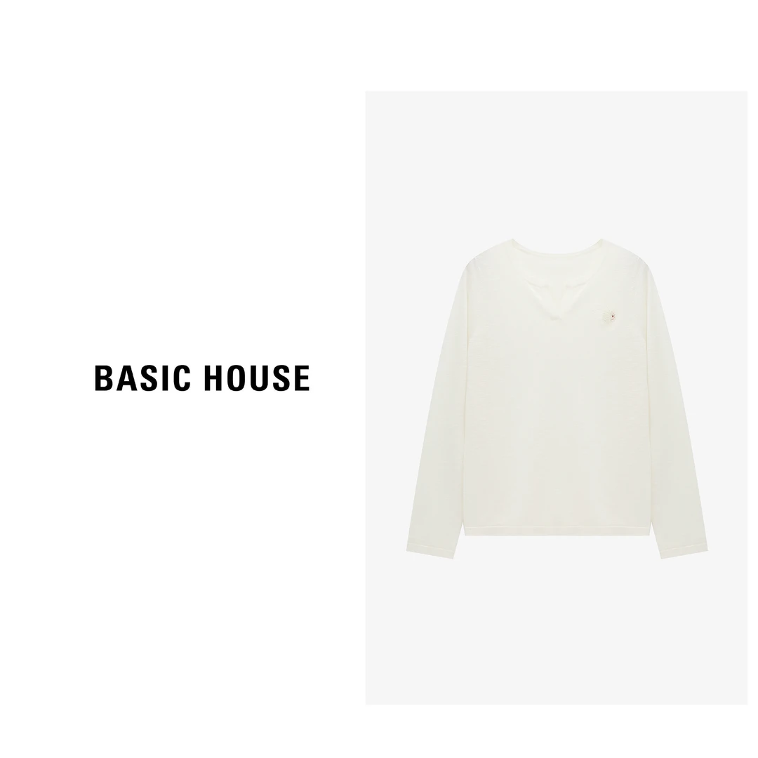 Basic House/百家好夏季时尚设计师长袖百搭针织衫-B0625B57582