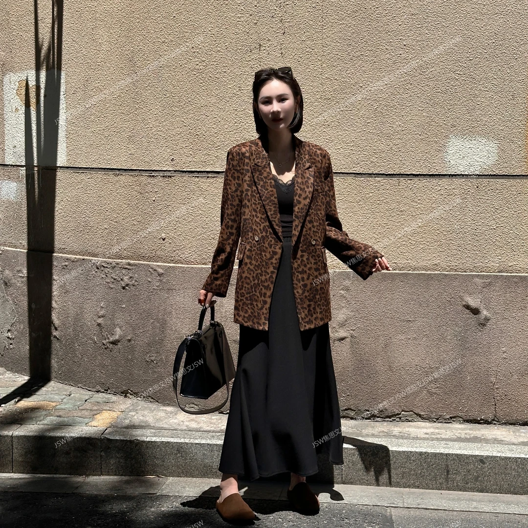 焦思文 秋季时尚休闲宽松洋气百搭豹纹西装外套250818Y7