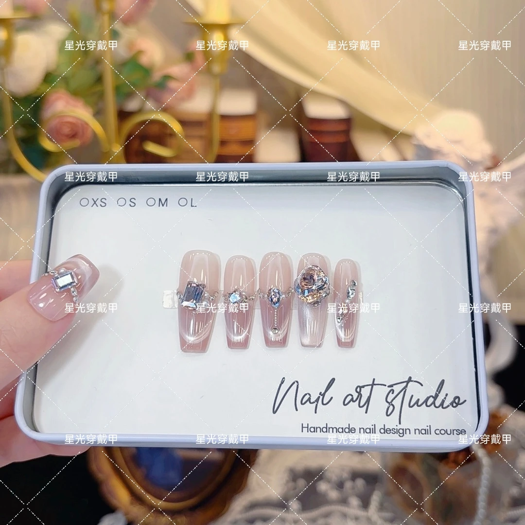 【景明】纯手工粉紫猫眼气质显白穿戴甲