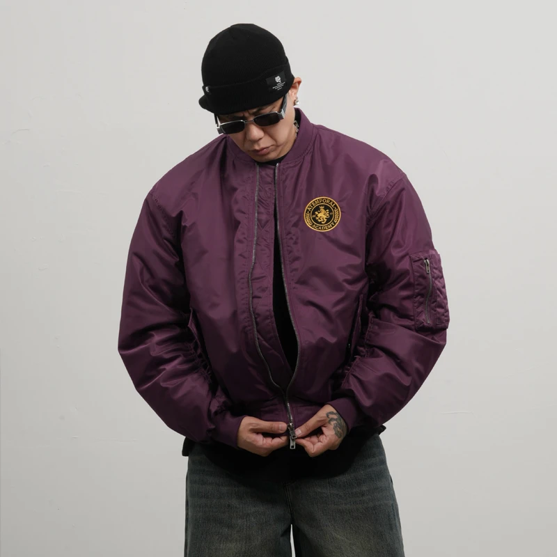 郑郑郑NEIQ店新款美式街头棒球飞行夹羽绒服运动休闲保暖立领