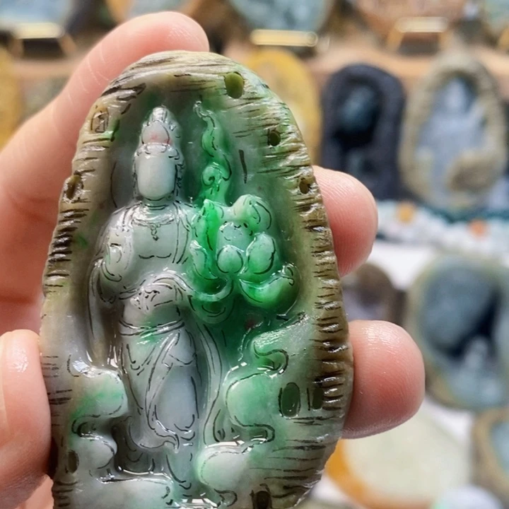 老***黄定制翡翠未镶嵌翡翠毛坯货定制