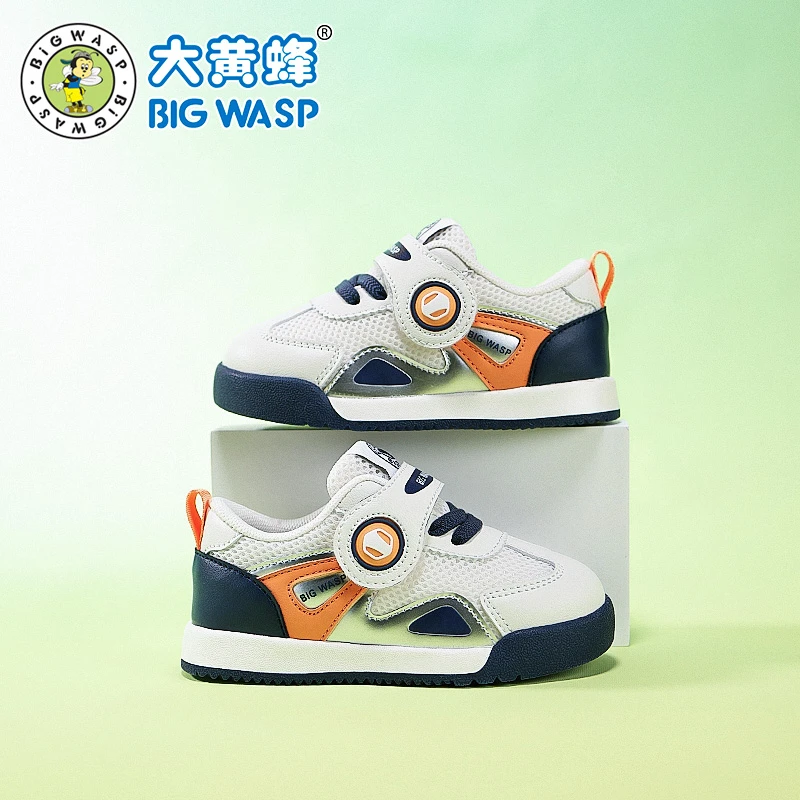 大黄蜂童鞋春秋皮面软底学步鞋男童宝宝鞋子防滑机能鞋儿童运动鞋