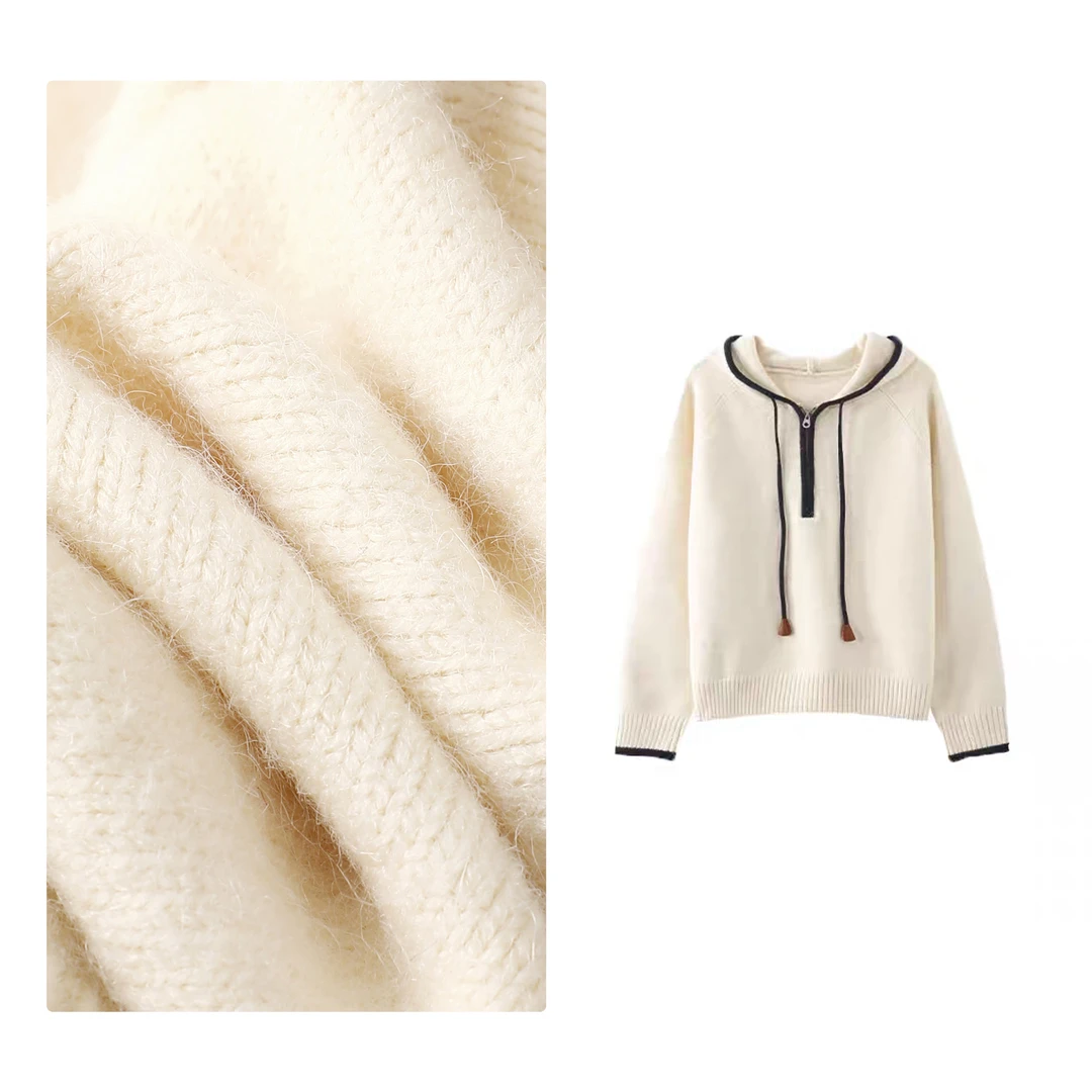 B 门店59&9！三角帽衫」慵懒感加厚保暖亲肤不扎针织套头上衣T4814