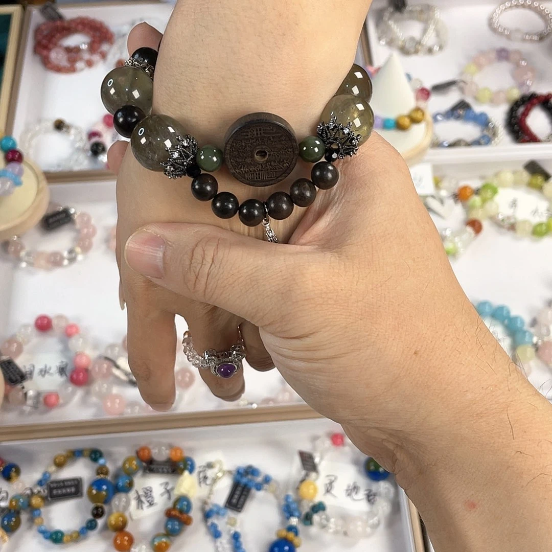 水晶手链银S925镀金镶嵌