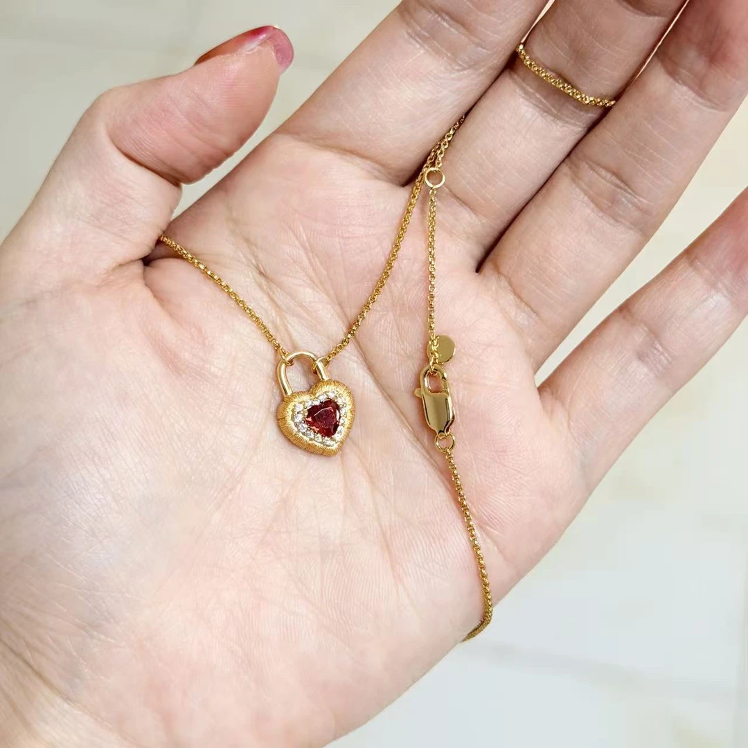 坠链均925银 怦然心动爱心项链 银电镀18k