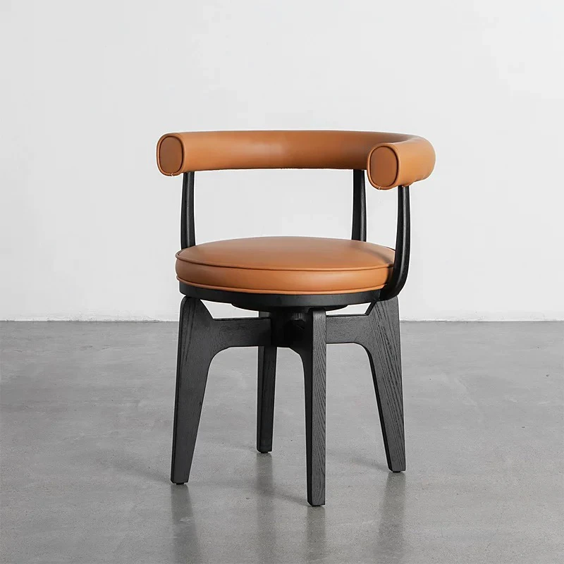 中古风白蜡木实木餐桌椅单椅诧寂风靠背设计师法式复古南洋风