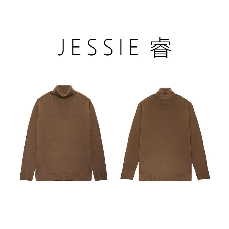 JESSIE睿 杰N亚100%羊毛衫保暖薄款常规款秋冬中领纯色内搭衫针织