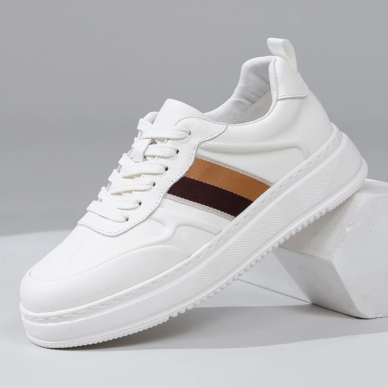 路易圣戈希男士休闲小白鞋皮面板鞋男款秋季运动鞋潮流百搭厚底