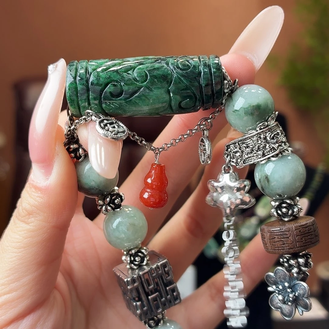 翡翠未镶嵌耳饰手串