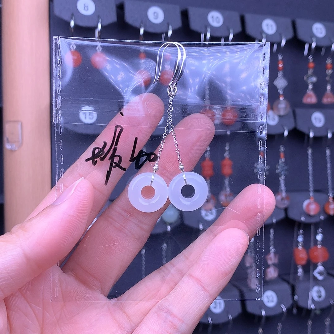 和田玉银S925镶嵌耳饰B****雯