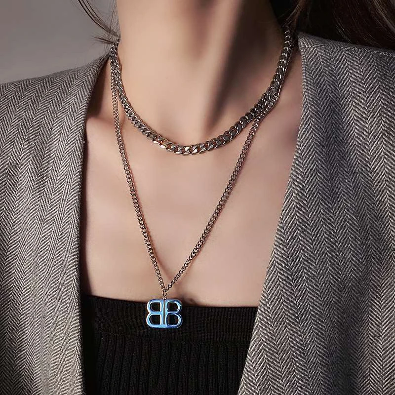 欧美冷淡个性B字母项链女设计感轻奢小众配饰ins嘻哈百搭潮锁骨链