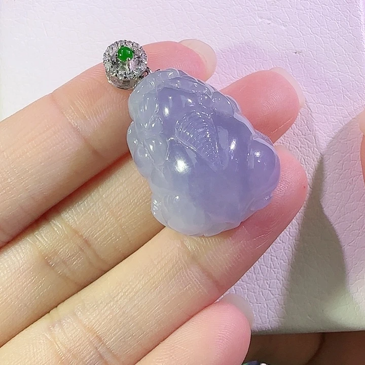 吊坠(不含链)18K金镶嵌翡翠