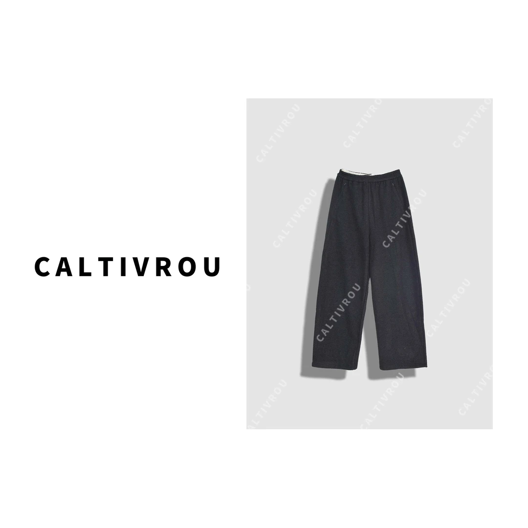 Caltivrou时尚松紧腰显瘦宽松百搭弯刀阔腿裤-K18956
