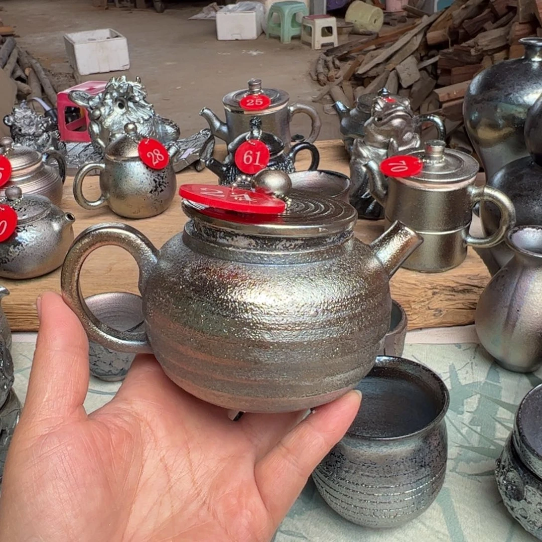 壶介*建水紫陶紫泥柴烧壶