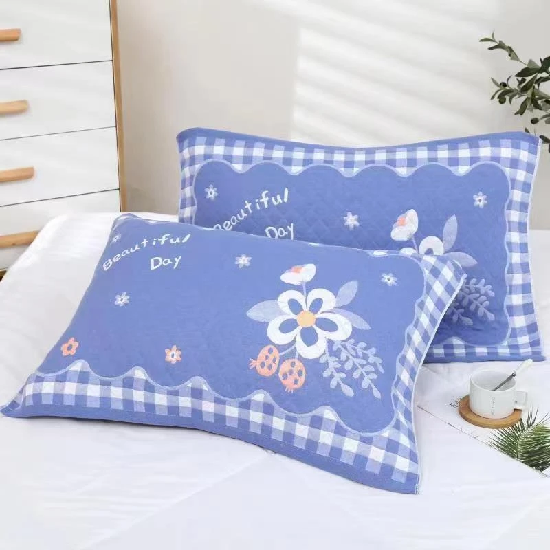 新款加厚纱布棉枕巾一对装52*78大号家用宿舍成人吸汗透气枕头巾