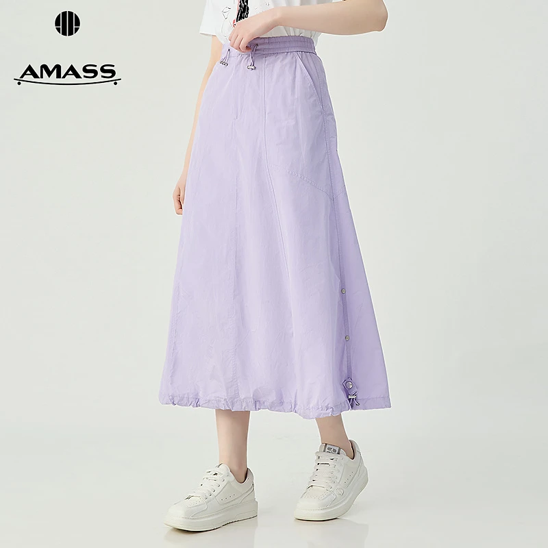 阿玛施AMASS新款时尚质感户外工装风宽松长款半身伞裙5200430