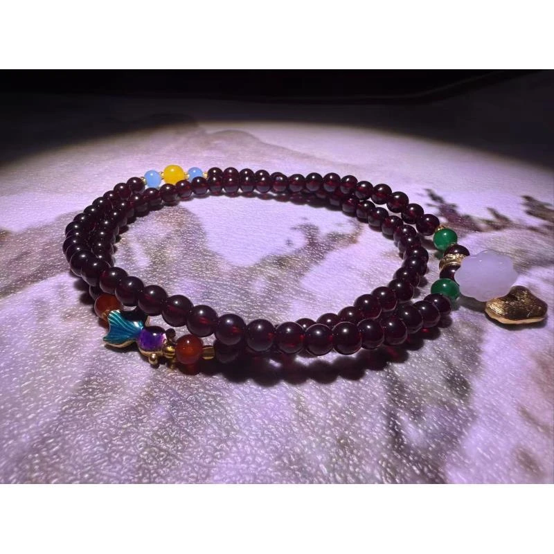 S1266   精美手串 石榴石多圈设计莲花