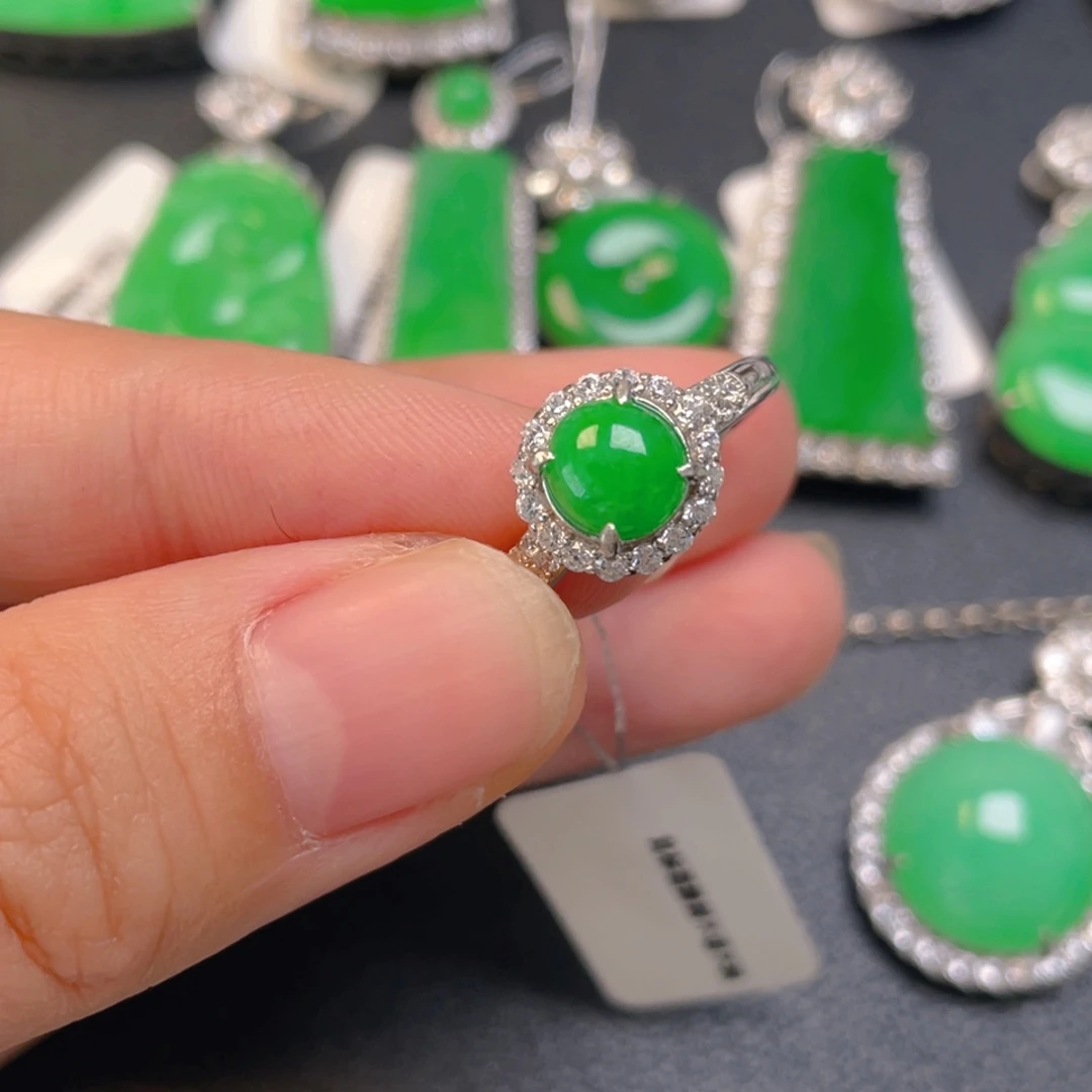 翡翠银S925镶嵌吊坠(不含链)戒指