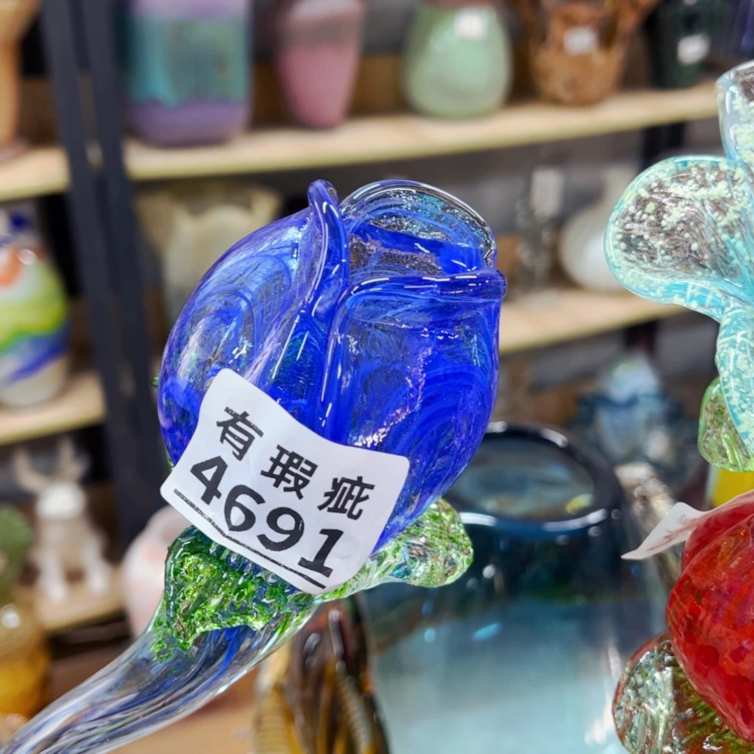 琉璃4691叶片磕碰有内裂瑕 花瓶家悦美居