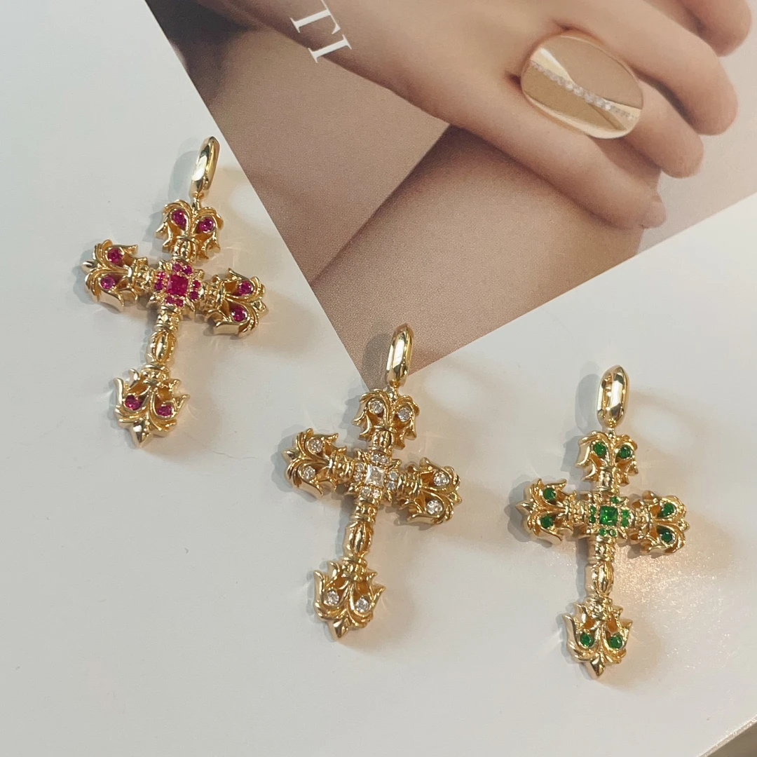 【金禧禧】18k金火焰吊坠/十字吊坠/百搭时尚/多样发其一