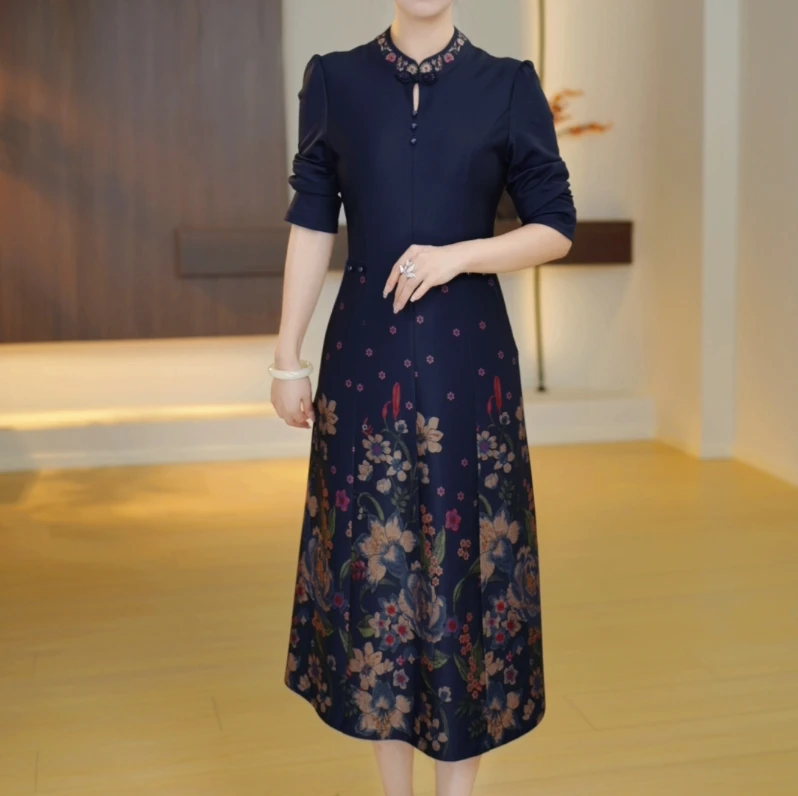 春季新中式改良旗袍2025年新款妈妈装气质中长款显瘦连衣裙子