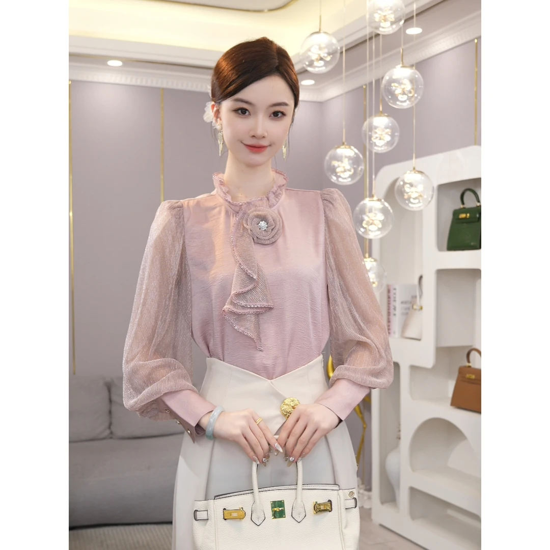 2025秋冬新款【LT24-C200】气质高级小众轻奢时尚粉色洋气上衣
