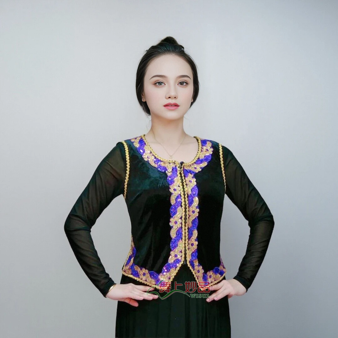 舞上妙品28新疆民族表演舞蹈服装服饰女装维族舞台服装马甲