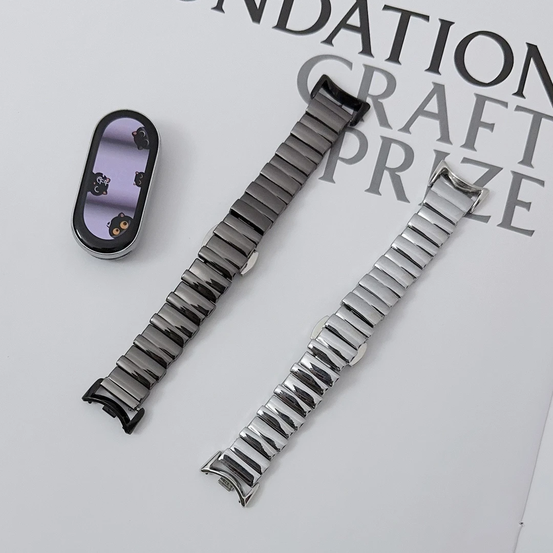 裴蔻 适用小米手环9/9pro/8表带NFC版不规则金属腕带不锈钢替换带