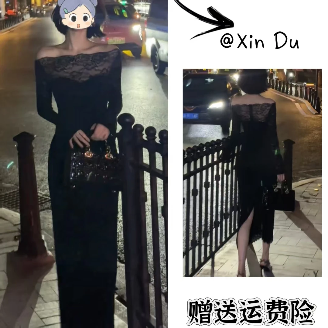 2025秋季新款时尚显瘦气质女士网红洋气连衣裙百搭款D23914