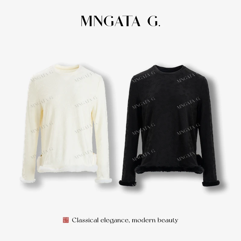 MNGATA G.宫小妍【水貂毛·福云】新中式中国风秋冬百搭上衣5091903