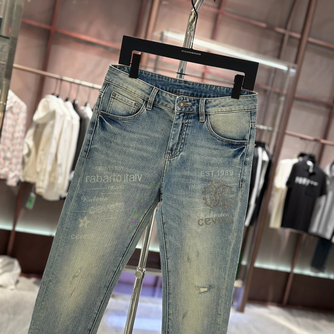 【发现者IV】2025夏季新款高品质欧货休闲时尚男士蓝牛仔裤修身6185