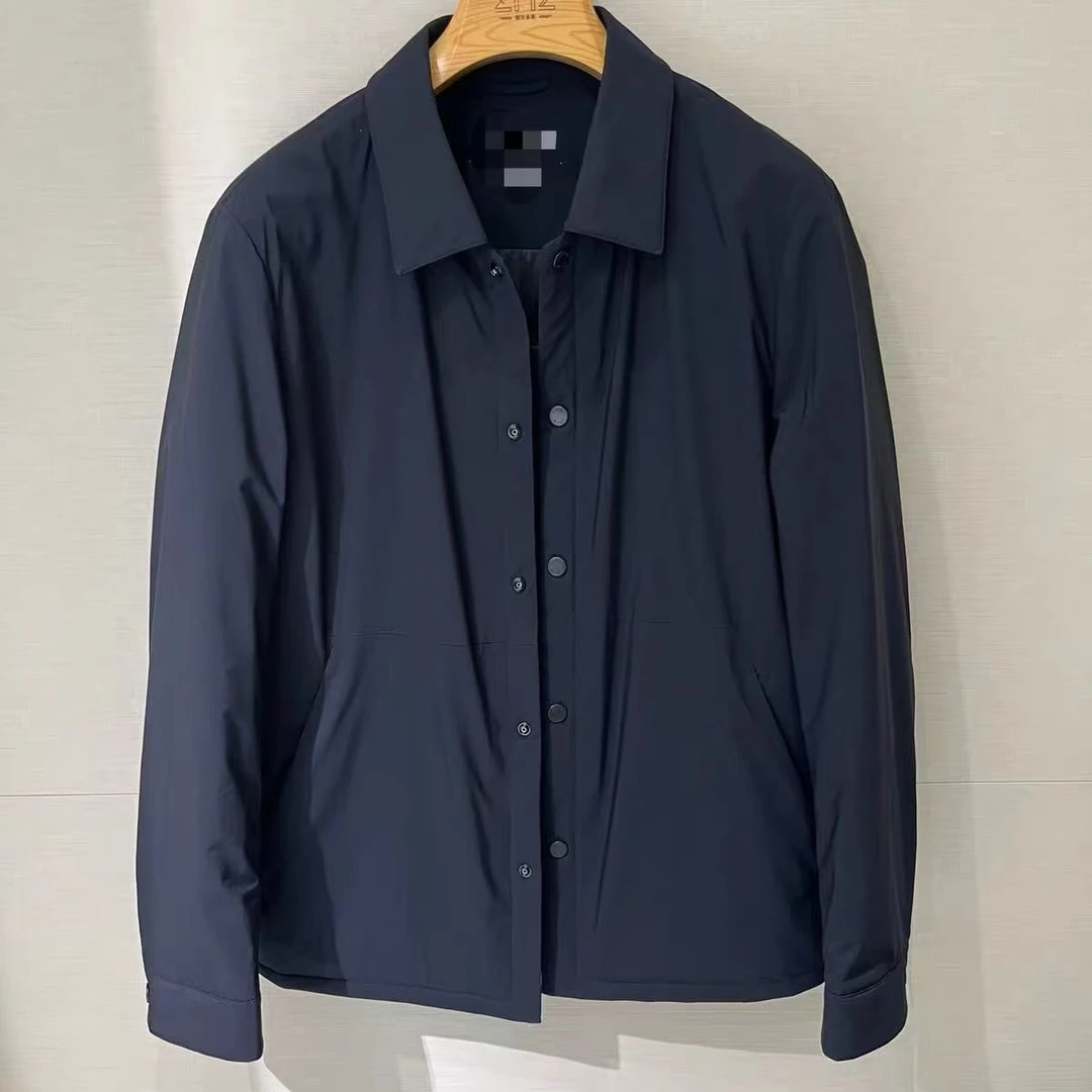 专柜轻薄鹅绒内胆防风压胶拉链男士商务羽绒外套