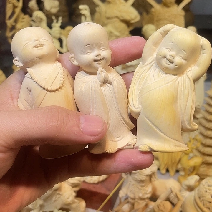 黄杨木小瑕疵三不和尚