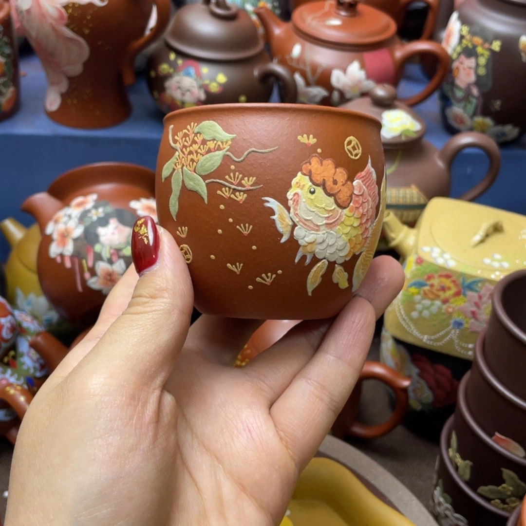 红泥茶杯紫砂主人杯150cc