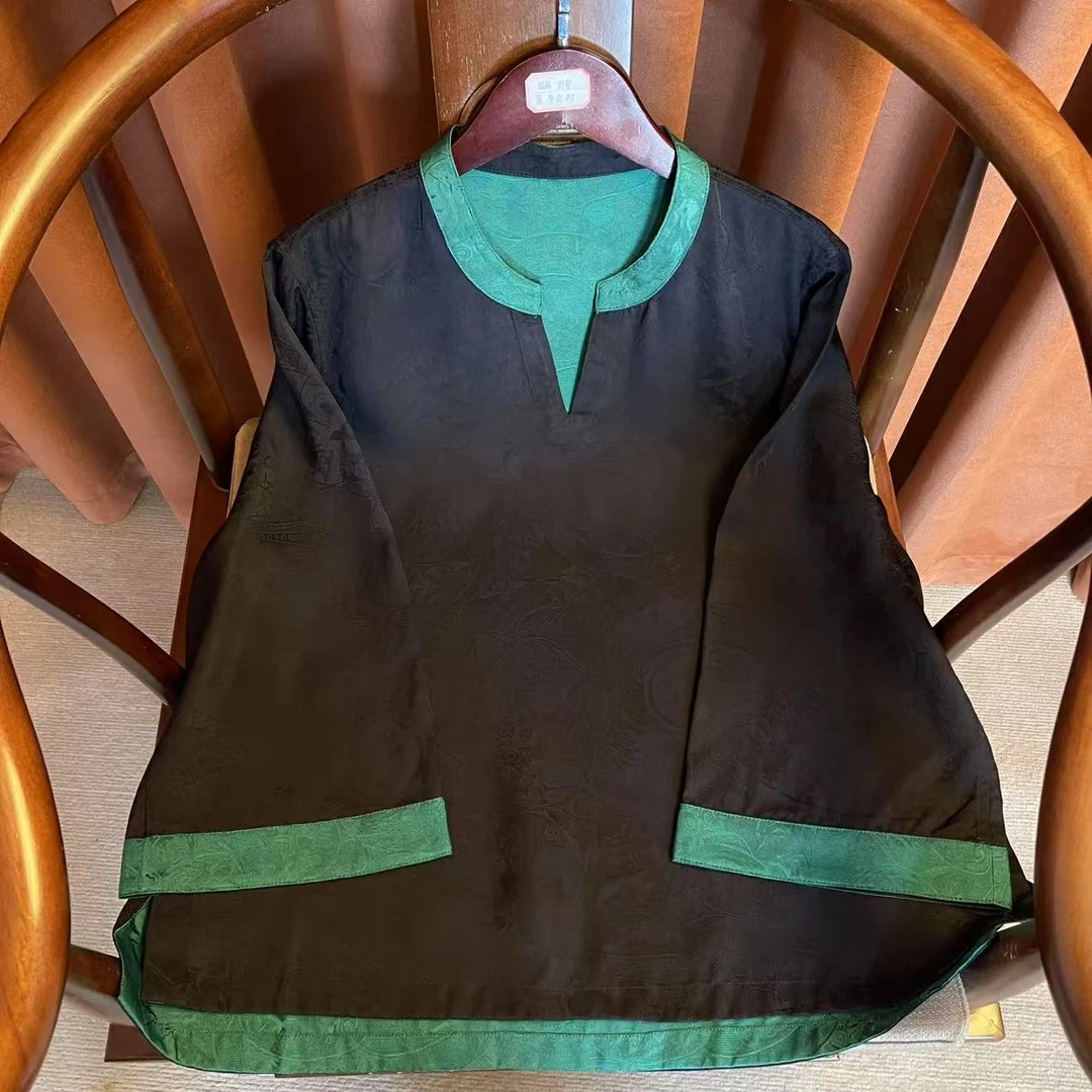 【北苑】时尚常规款薄款直襟背心中国风无袖上衣七分袖双面提花