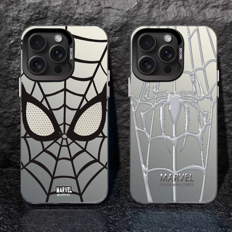 黑白蜘蛛侠-【彩银壳】软包硬背手机壳男适用于苹果17/vivo/oppo
