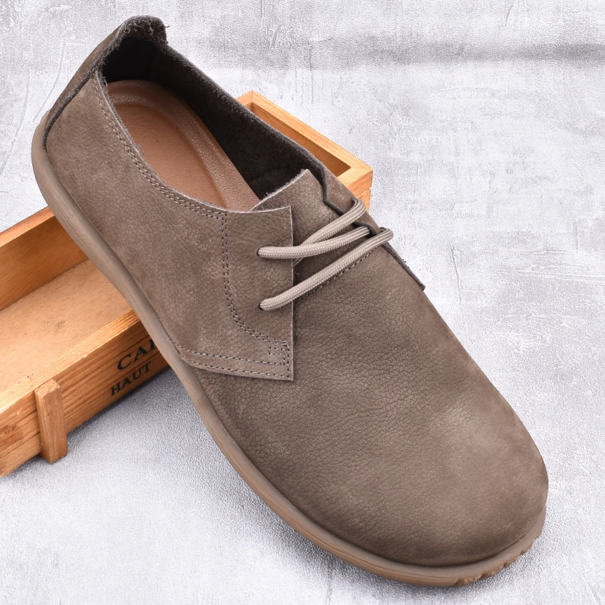 复古单层男士英伦休闲头层牛皮男鞋软底舒适透气一脚蹬鞋男