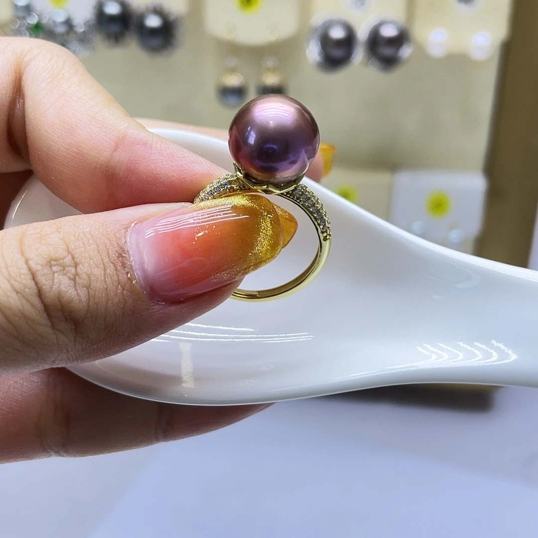 银S925镶嵌戒指淡水珍珠